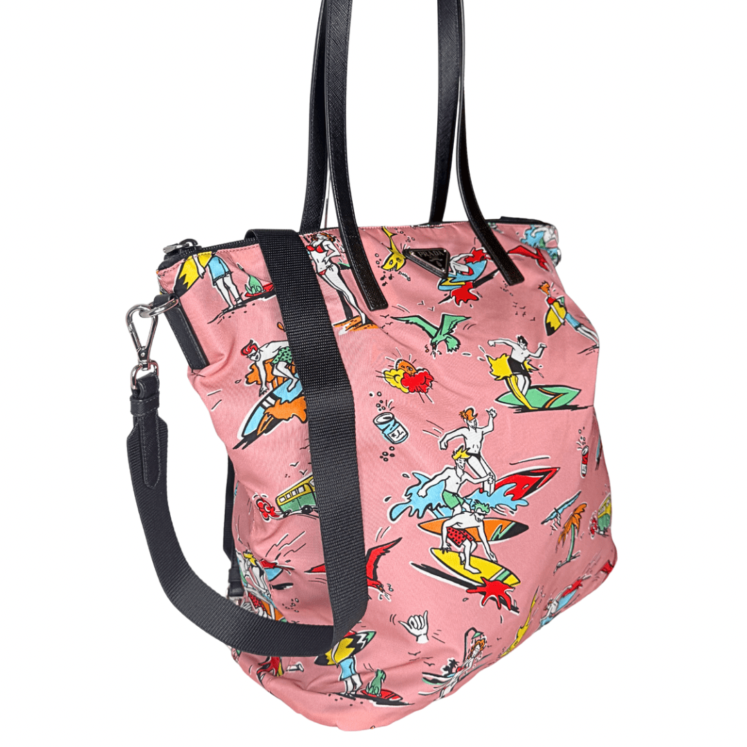 Prada Stampato Tessuto Surf Print Tote