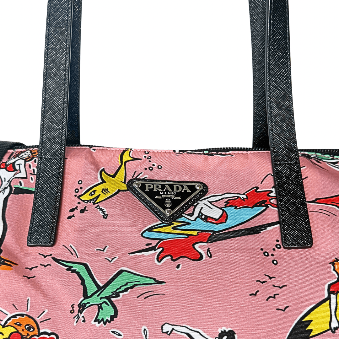 Prada Stampato Tessuto Surf Print Tote