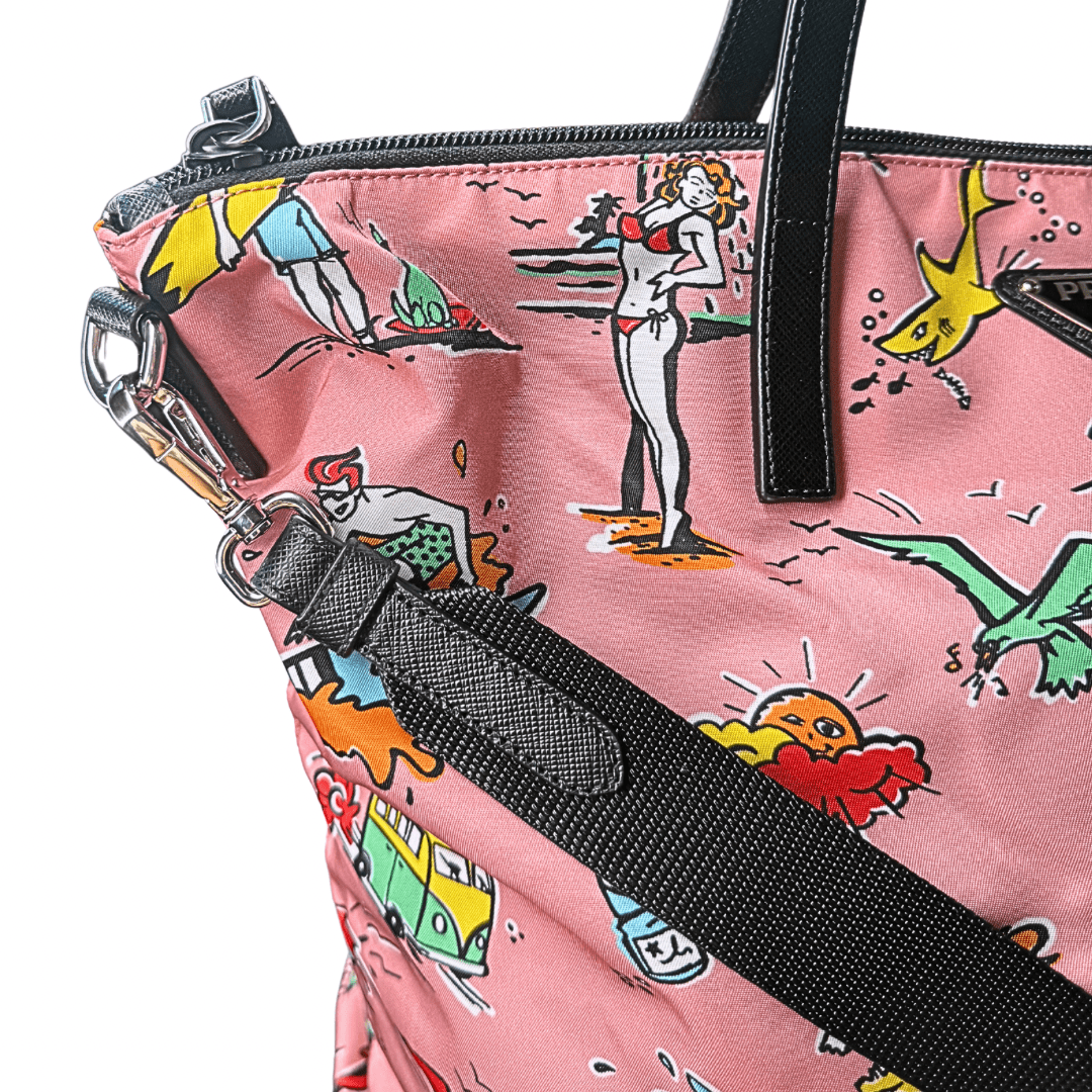 Prada Stampato Tessuto Surf Print Tote