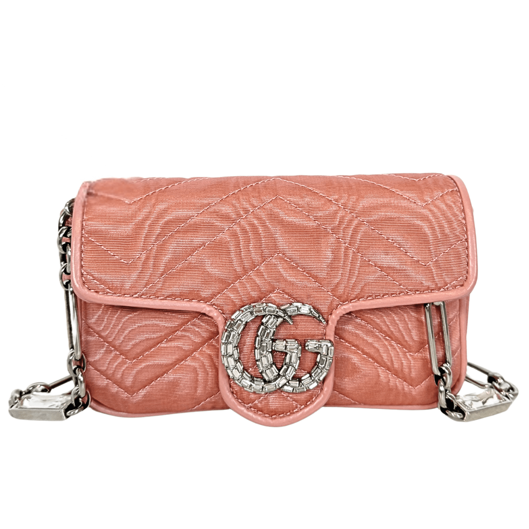 Gucci Mini Crystal Moire Marmont Belt Bag