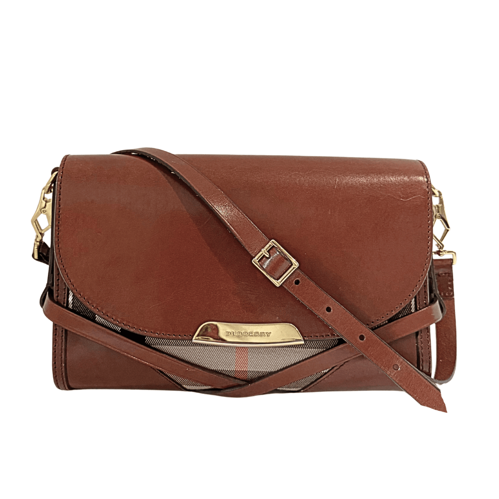 Burberry Calfskin House Check Bridle Crossbody