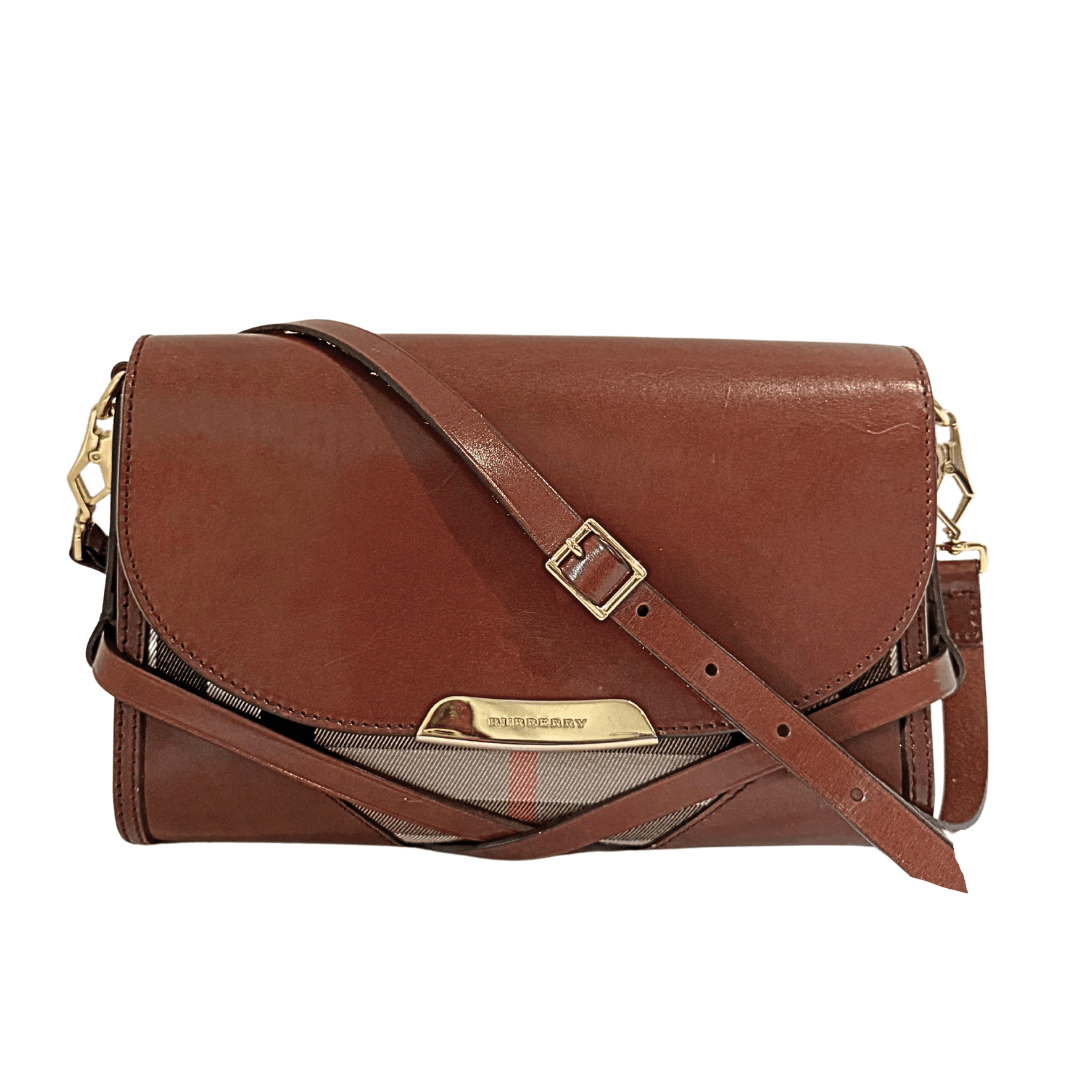Burberry Calfskin House Check Bridle Crossbody