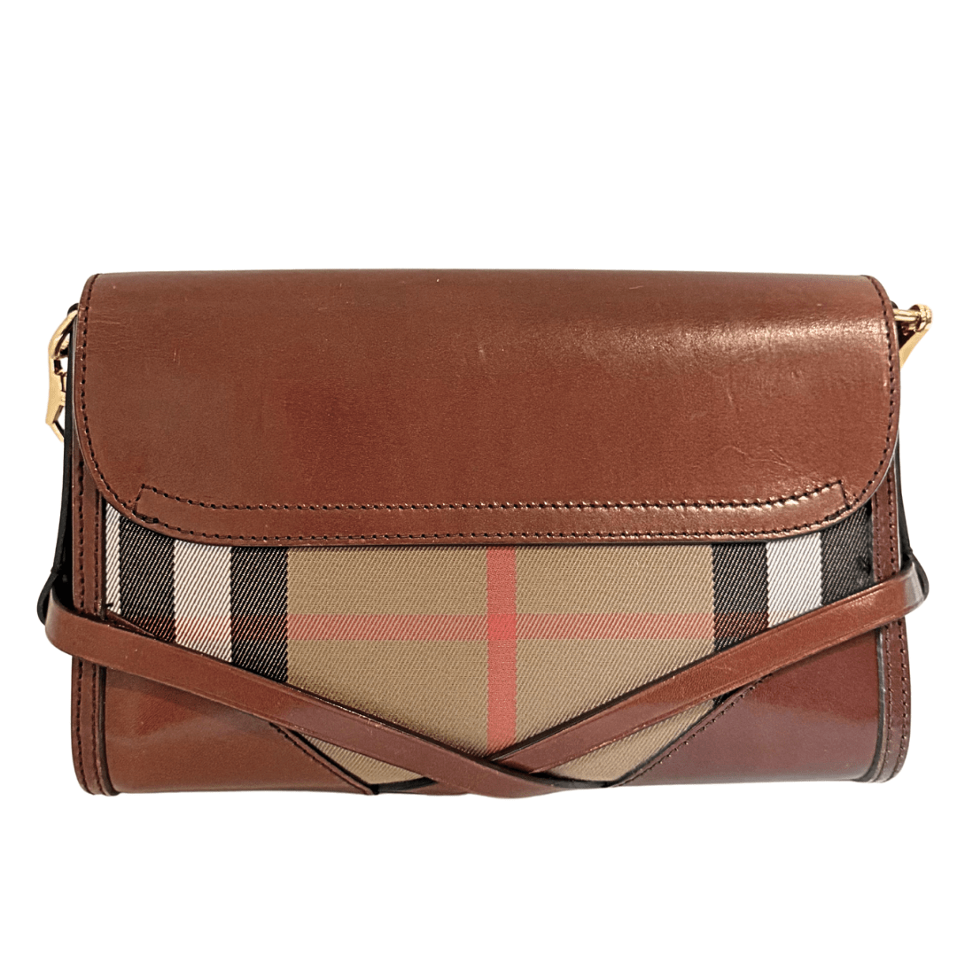 Burberry Calfskin House Check Bridle Crossbody