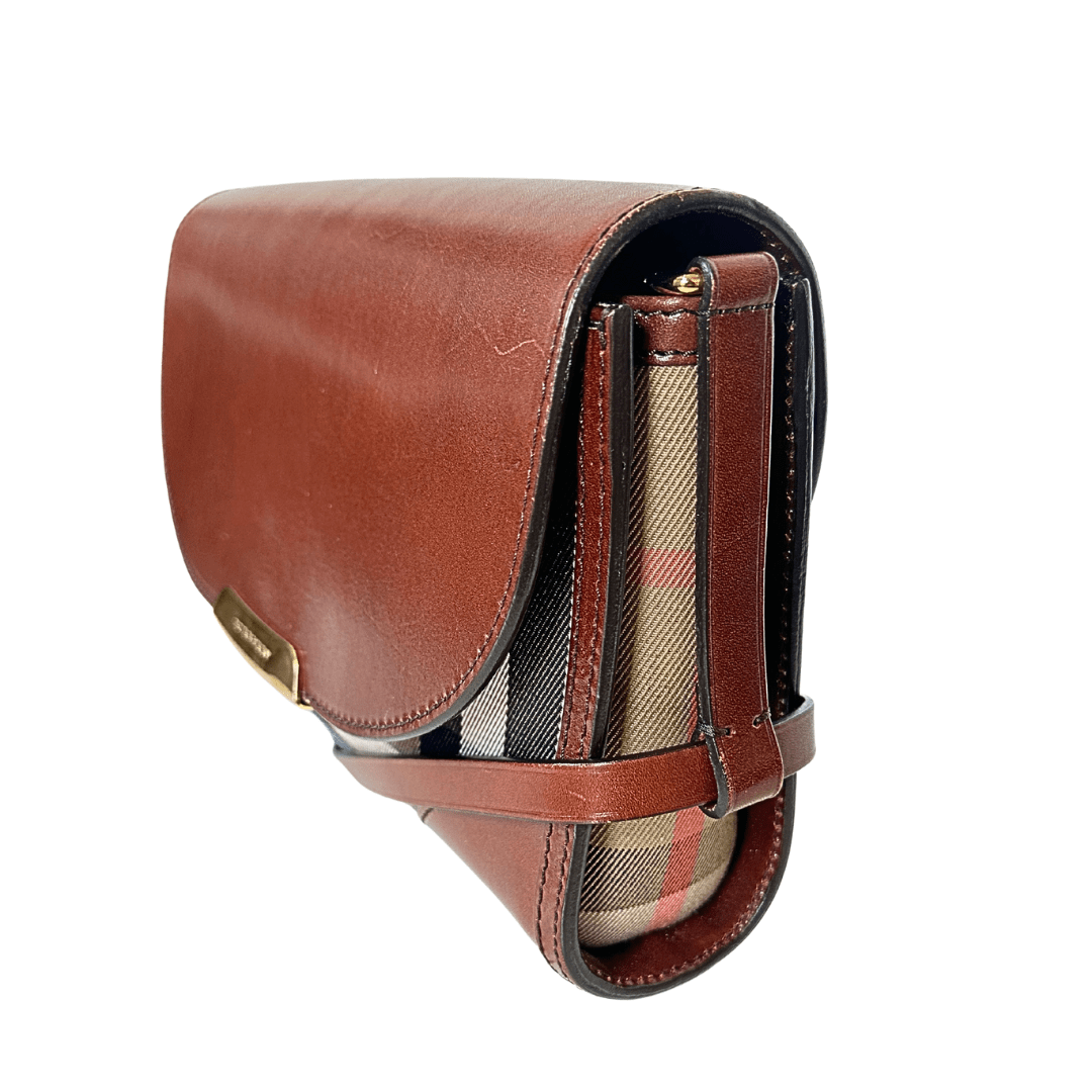 Burberry Calfskin House Check Bridle Crossbody
