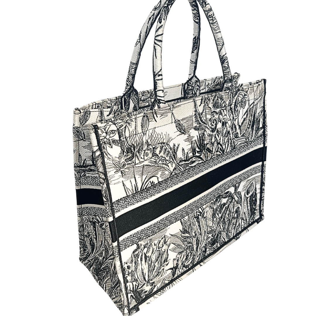Christian Dior Toile de Jouy Carnivora Large Book Tote