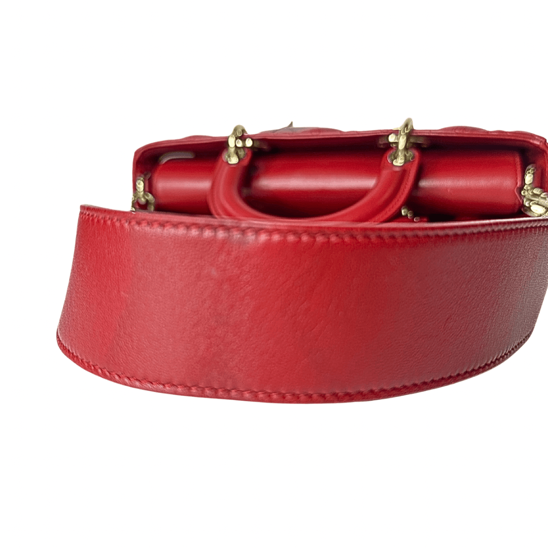 Christian Dior Red Lambskin Cannage Lady D-Joy Bag