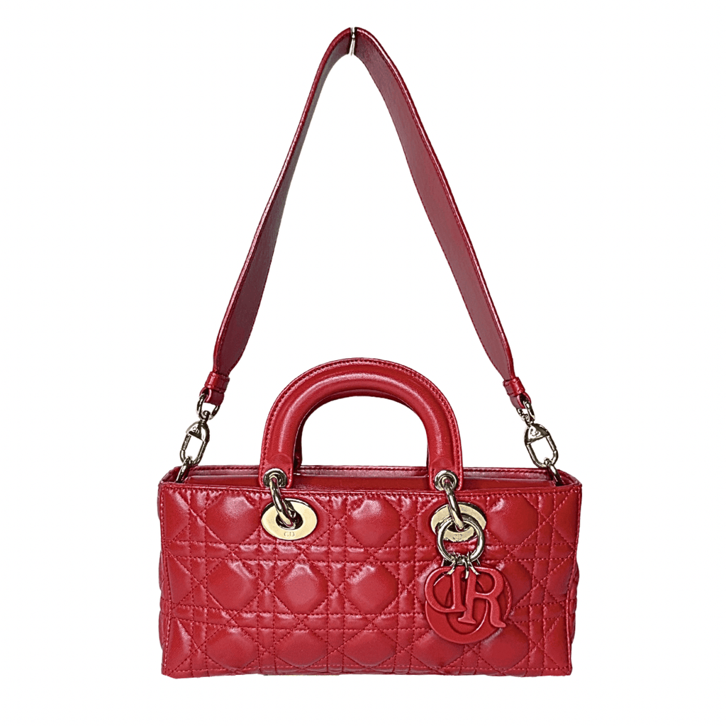 Christian Dior Red Lambskin Cannage Lady D-Joy Bag