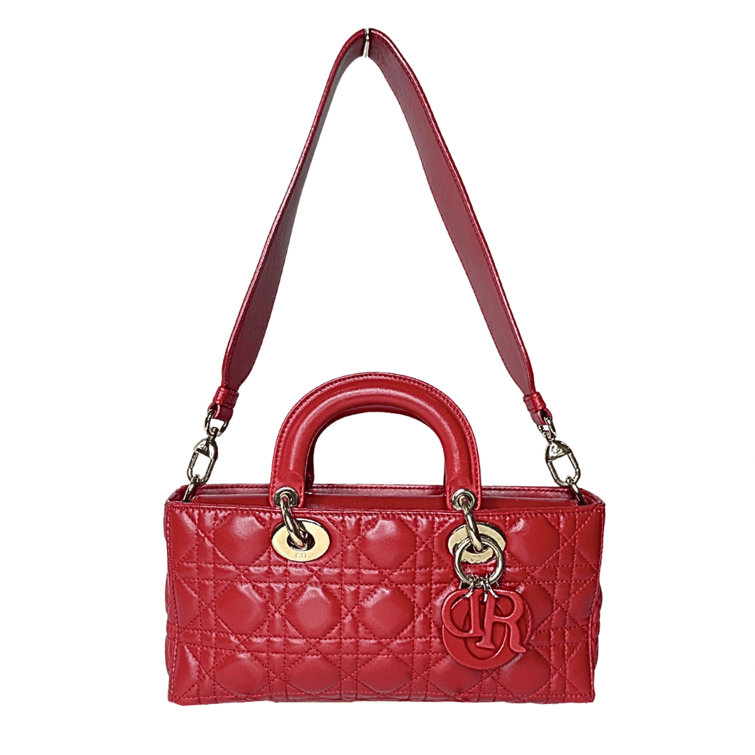 Christian Dior Red Lambskin Cannage Lady D-Joy Bag