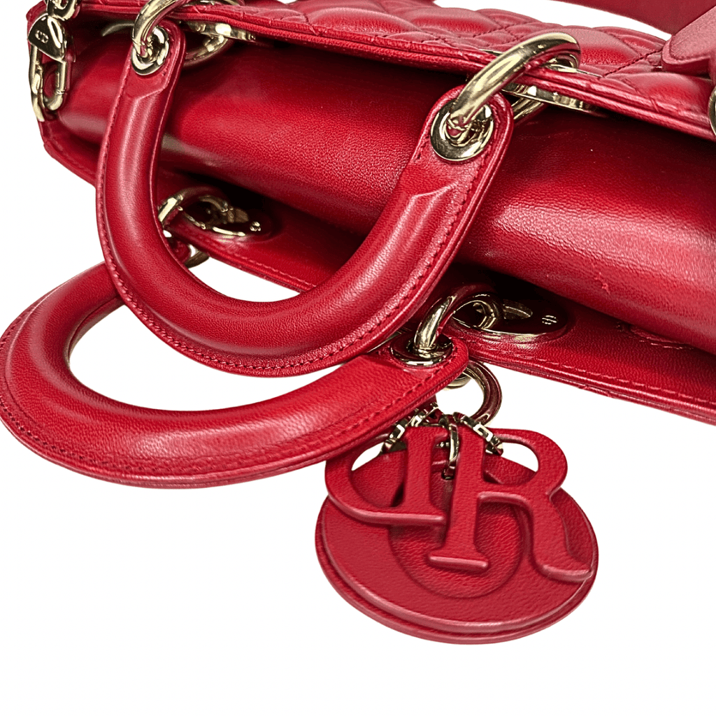 Christian Dior Red Lambskin Cannage Lady D-Joy Bag