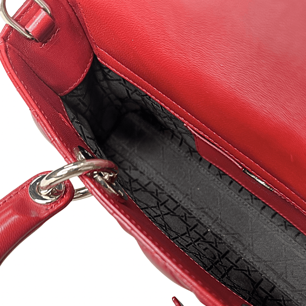 Christian Dior Red Lambskin Cannage Lady D-Joy Bag