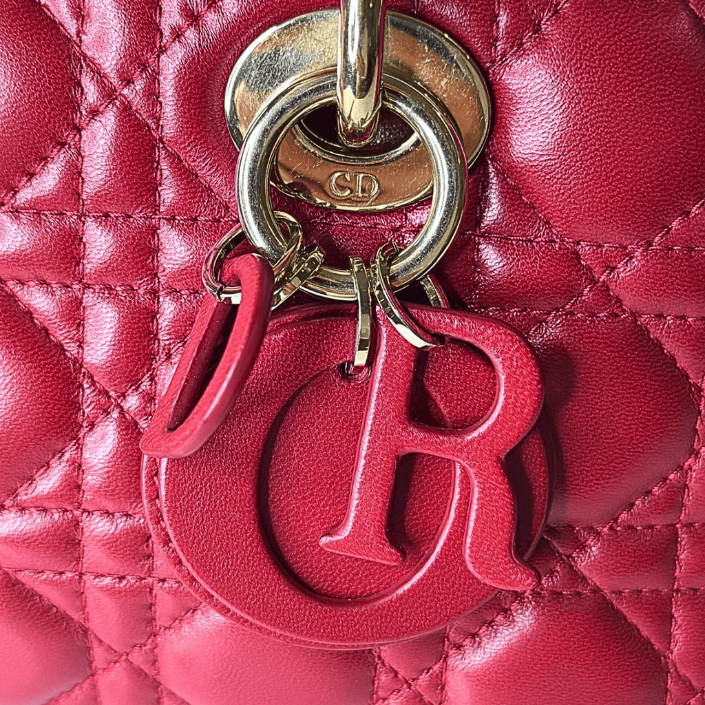 Christian Dior Red Lambskin Cannage Lady D-Joy Bag