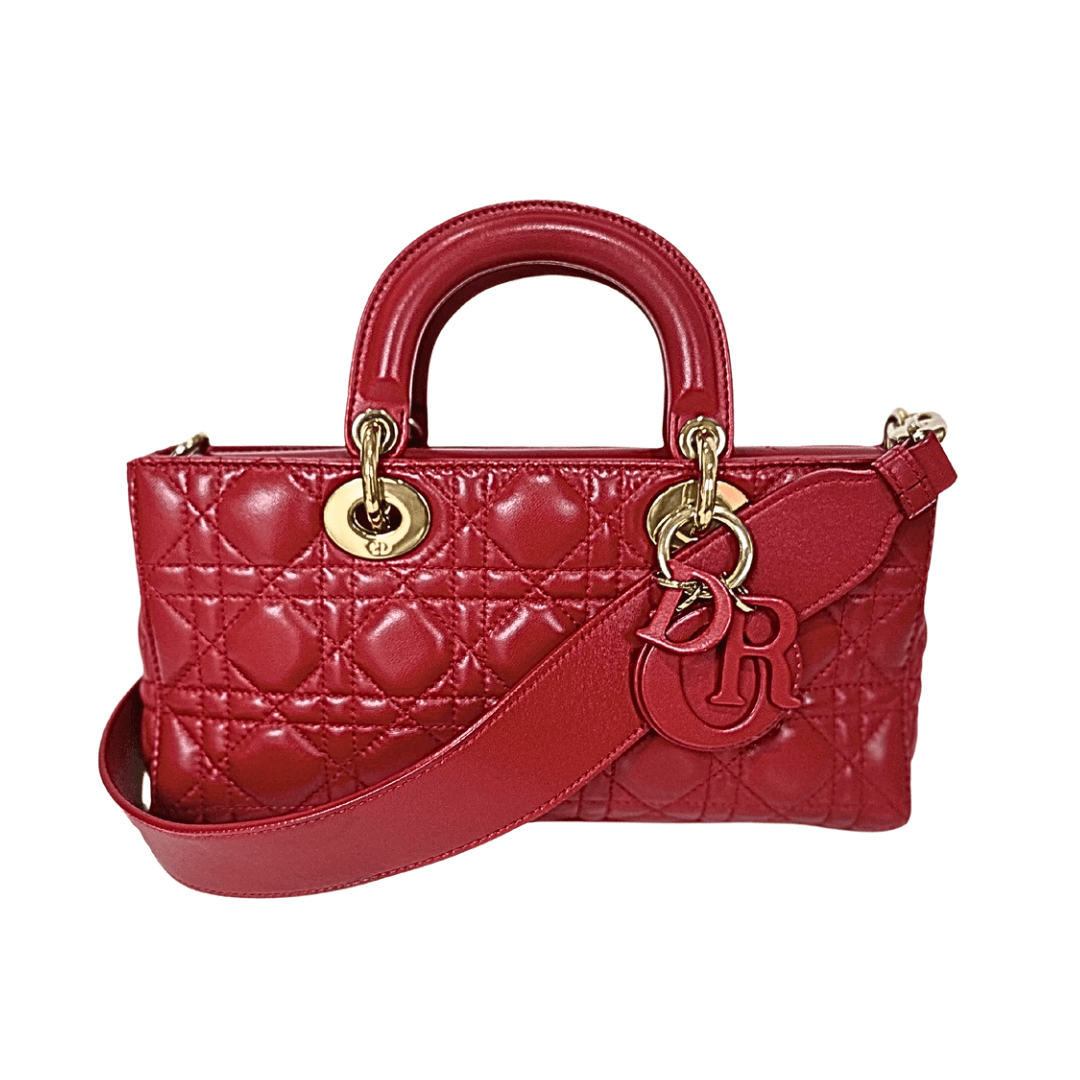 Christian Dior Red Lambskin Cannage Lady D-Joy Bag