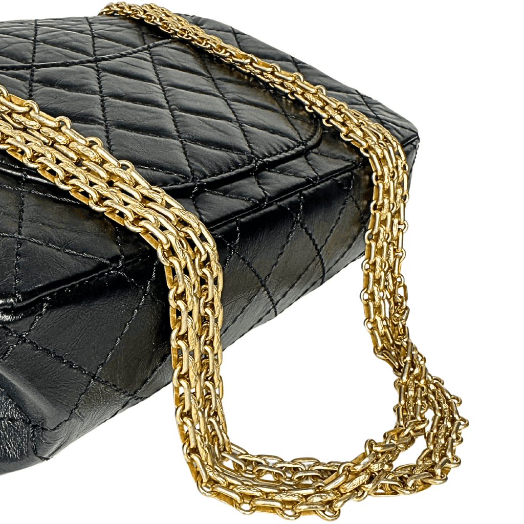 Chanel Lucky Charms Reissue 225 Black Gold Double Flap Bag