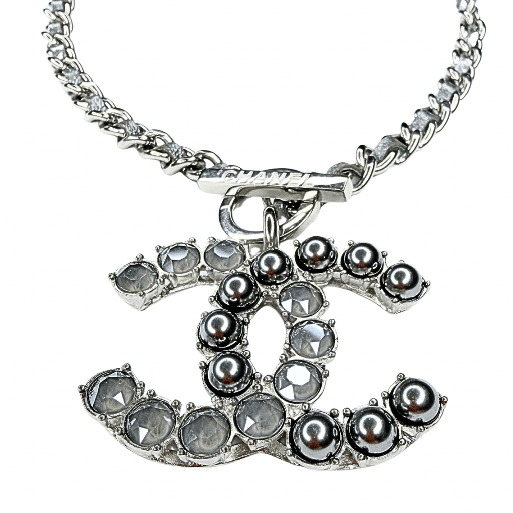 Chanel Leather Braided Chain CC Pendant Necklace