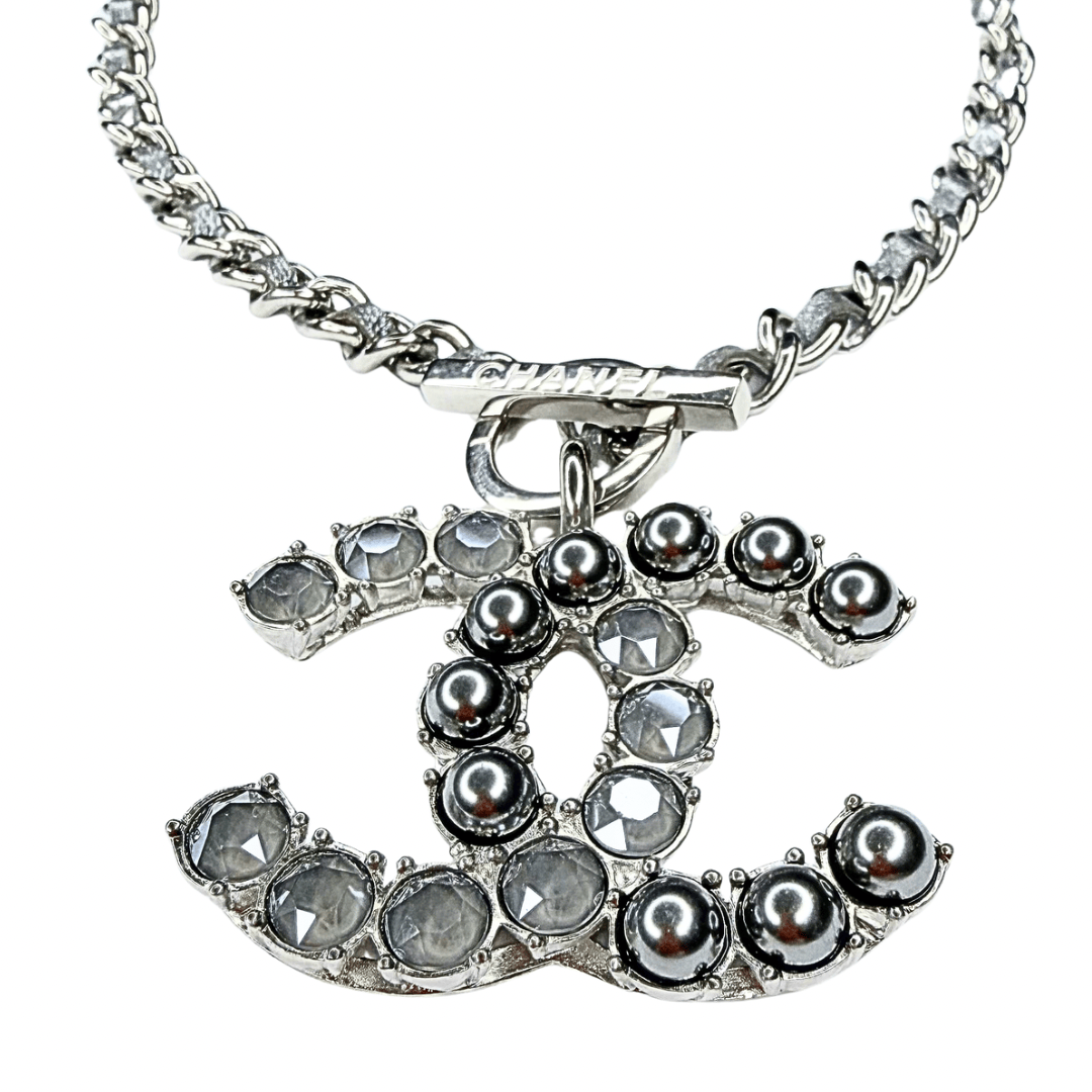 Chanel Leather Braided Chain CC Pendant Necklace