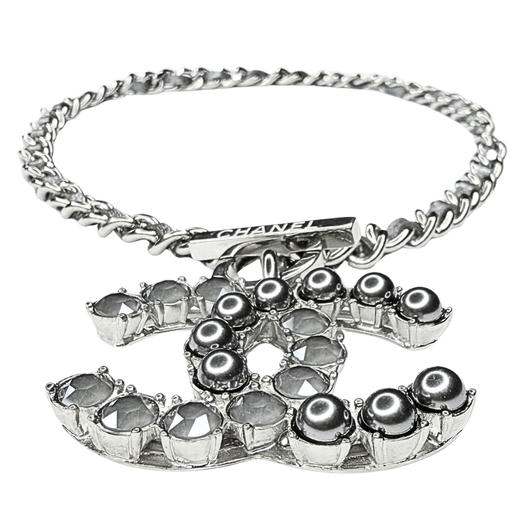 Chanel Leather Braided Chain CC Pendant Necklace