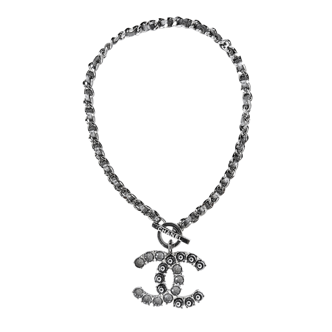 Chanel Leather Braided Chain CC Pendant Necklace
