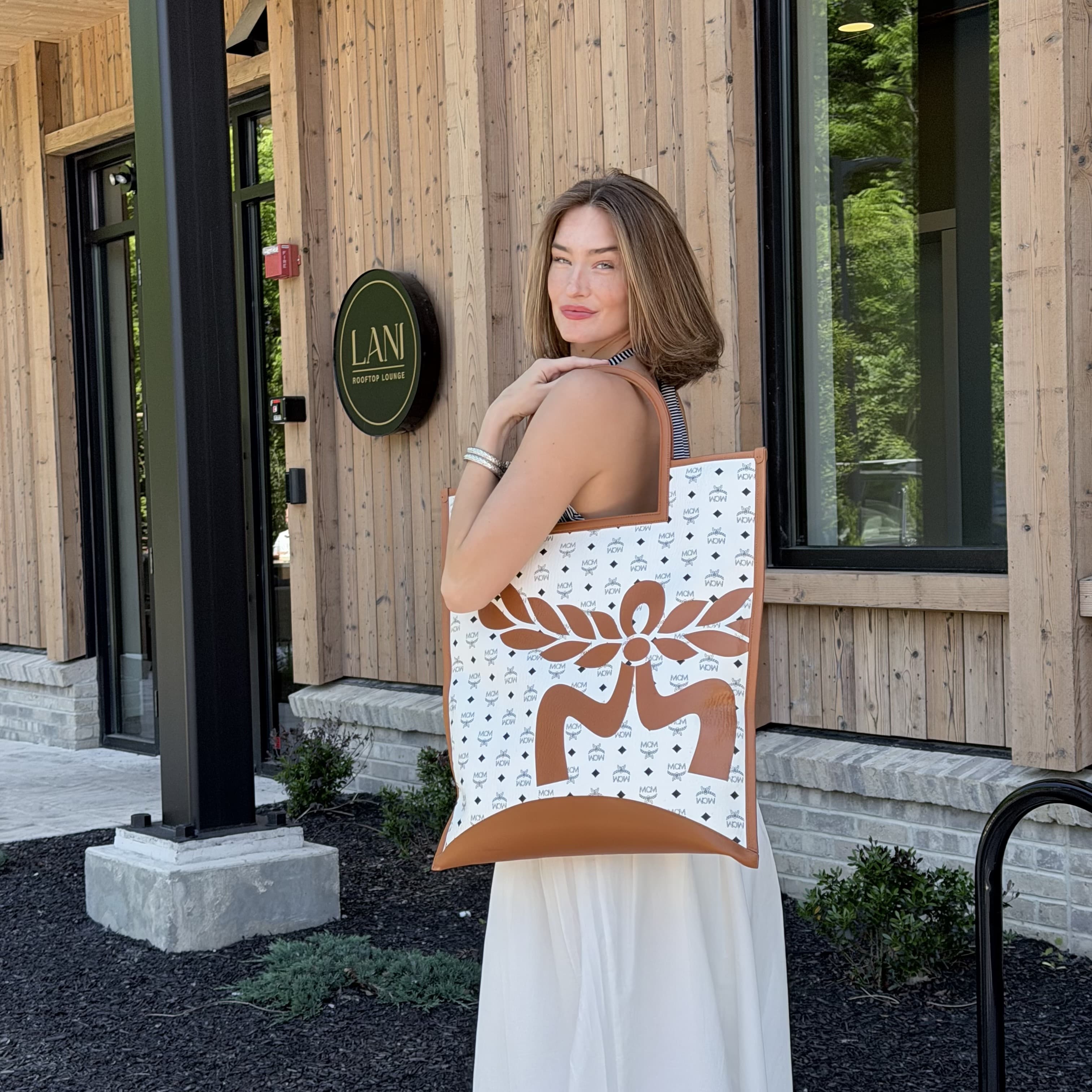 MCM Mega Laurel Leaf XL Shopper Tote