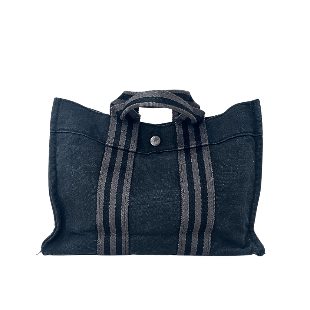 Hermes Black Toile Fourre-Tout Tote PM