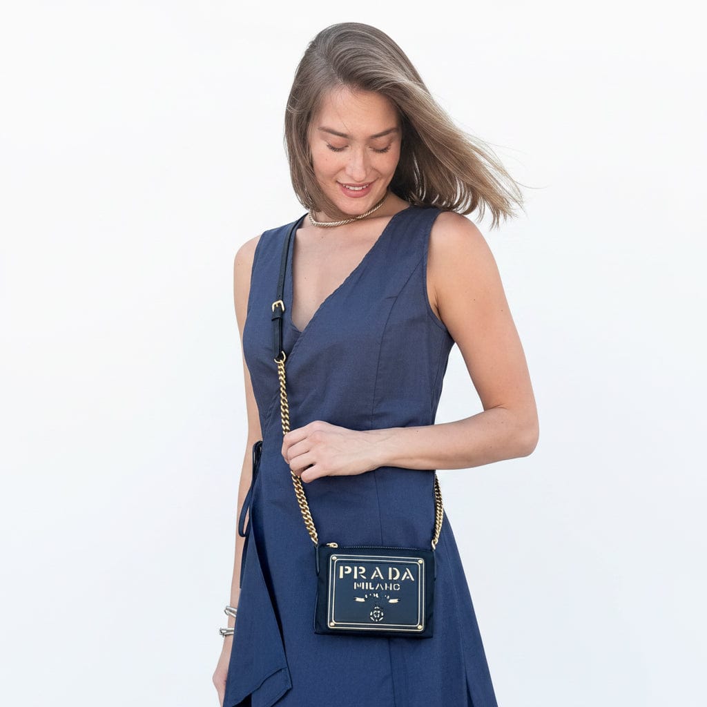 Prada Signature Tessuto Oro Crossbody Bag