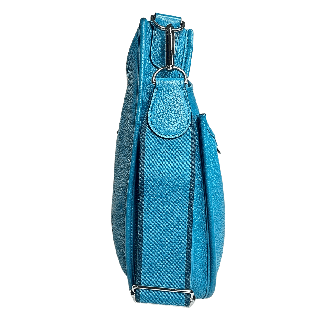 Hermes Bleu Izmir Clemece Leather Evelyne PM lll
