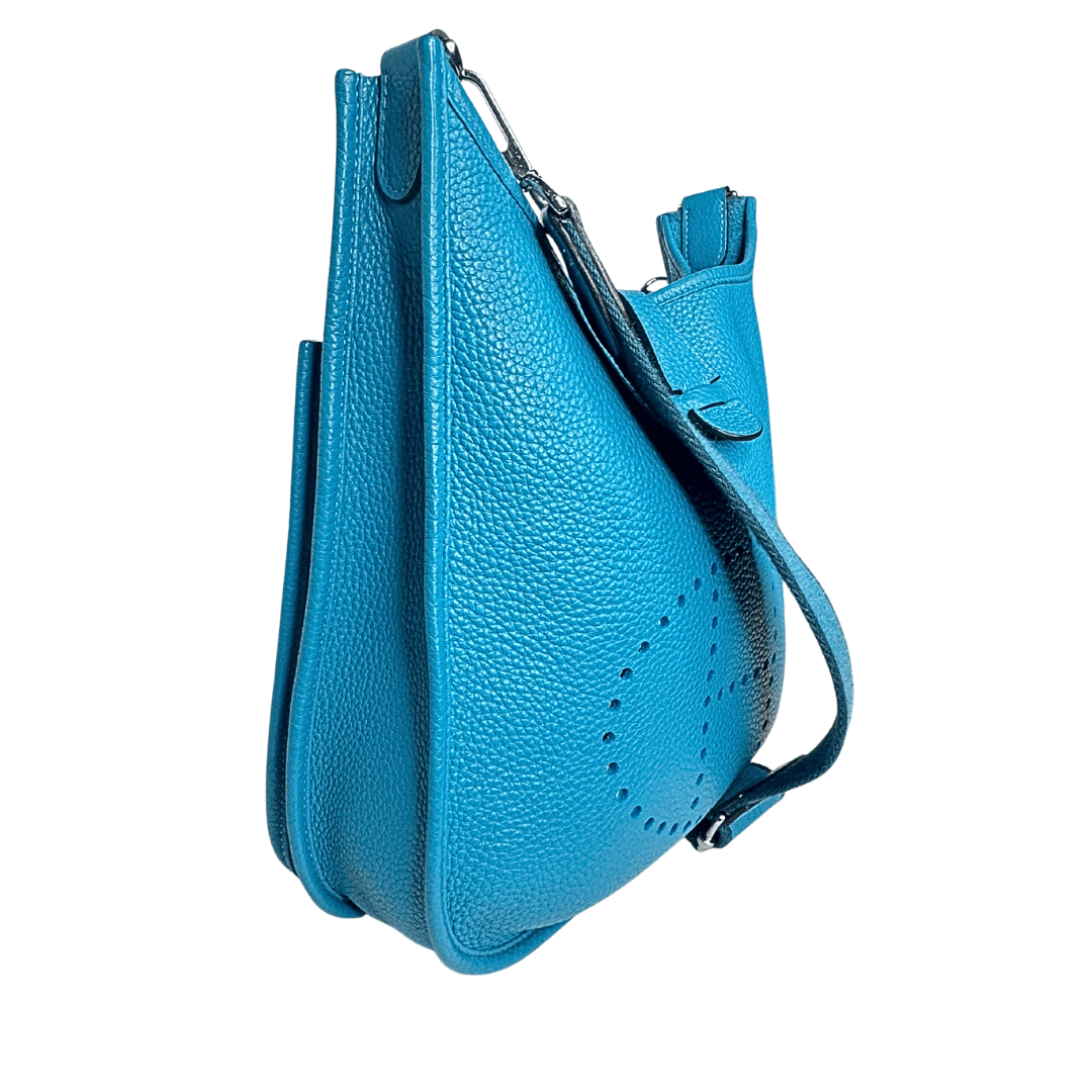 Hermes Bleu Izmir Clemece Leather Evelyne PM lll