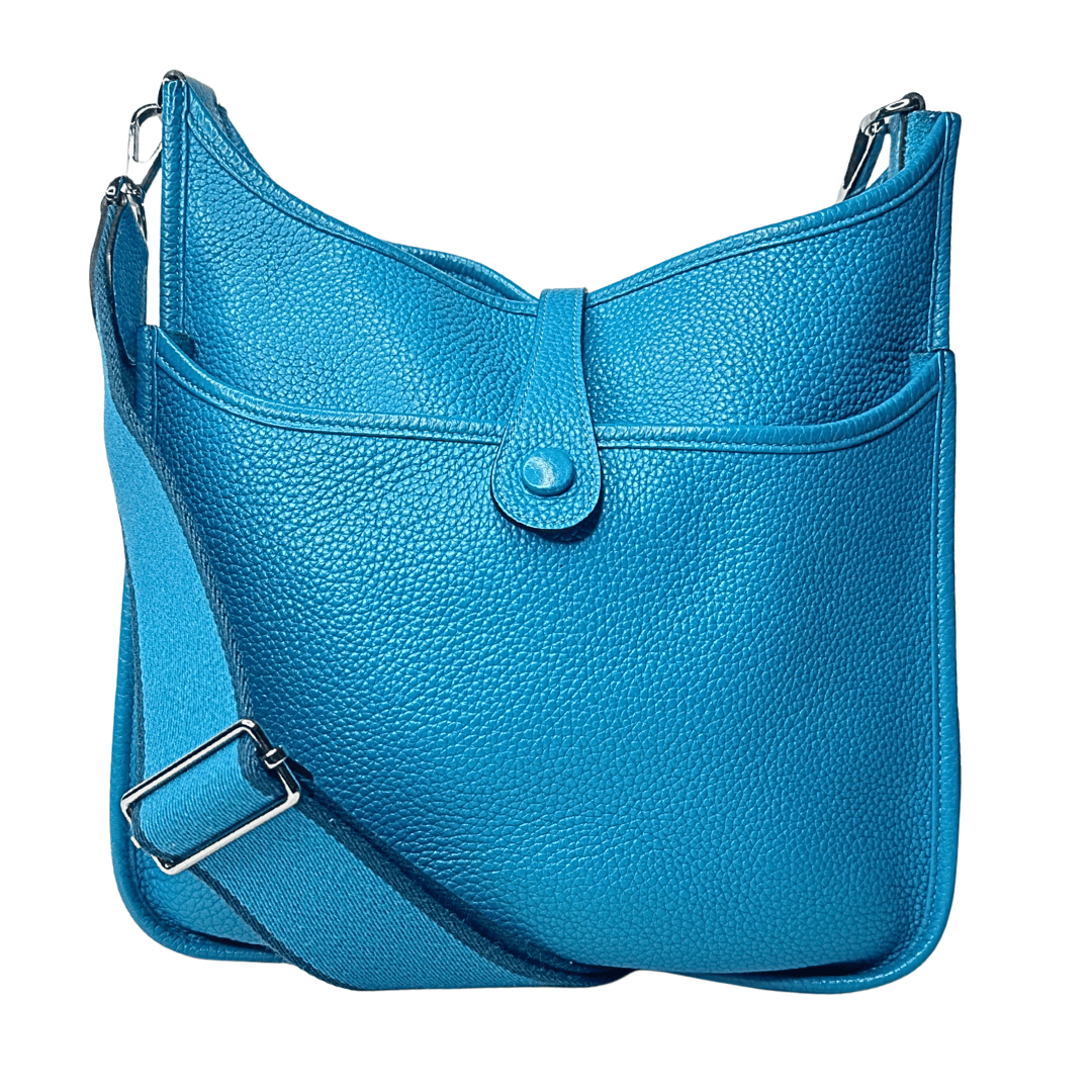 Hermes Bleu Izmir Clemece Leather Evelyne PM lll