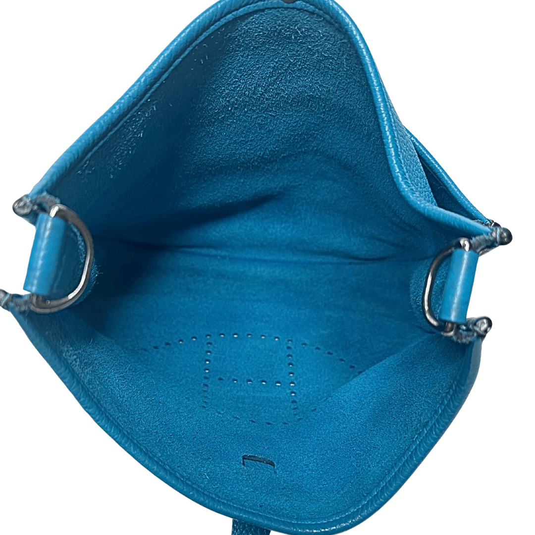 Hermes Bleu Izmir Clemece Leather Evelyne PM lll