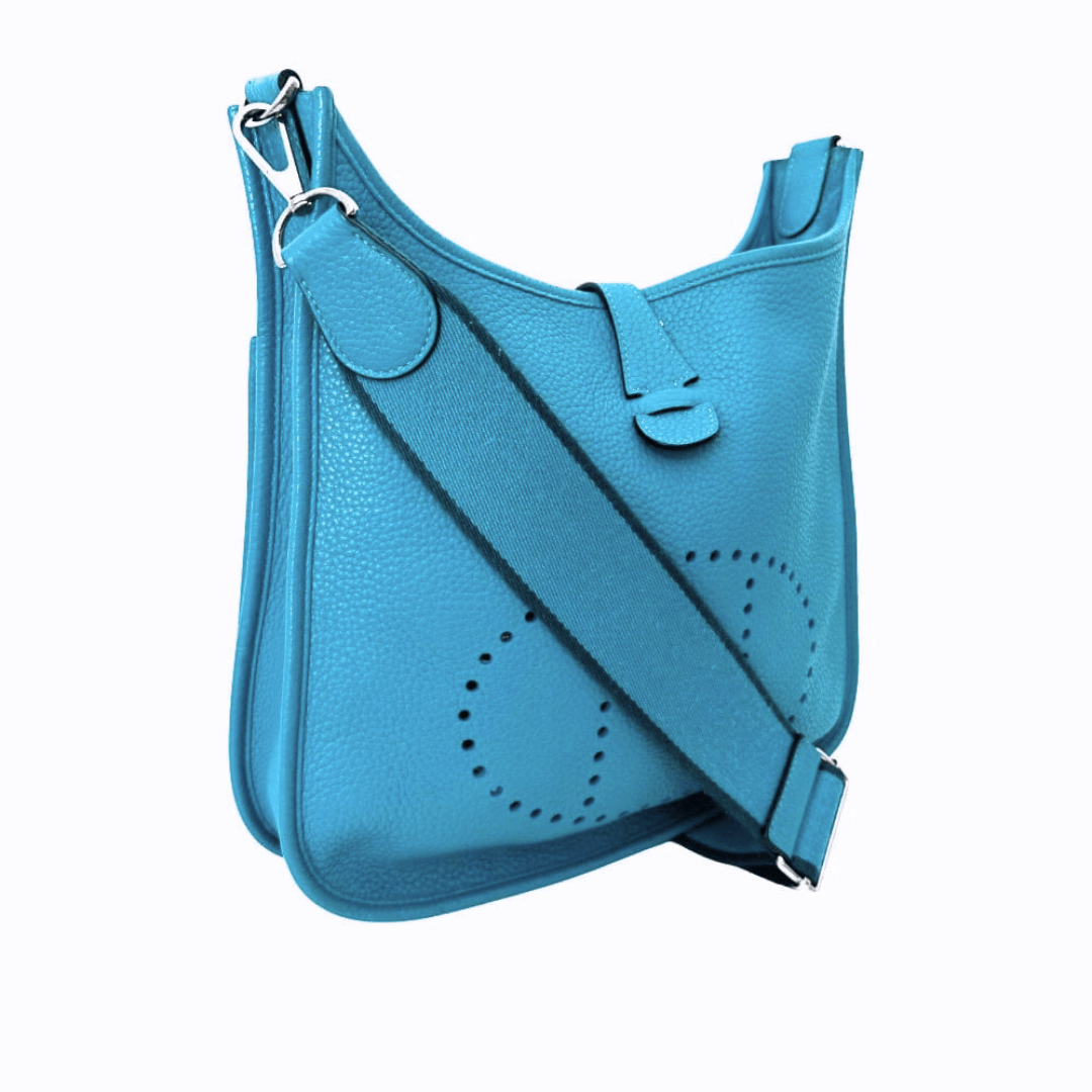 Hermes Bleu Izmir Clemece Leather Evelyne PM lll