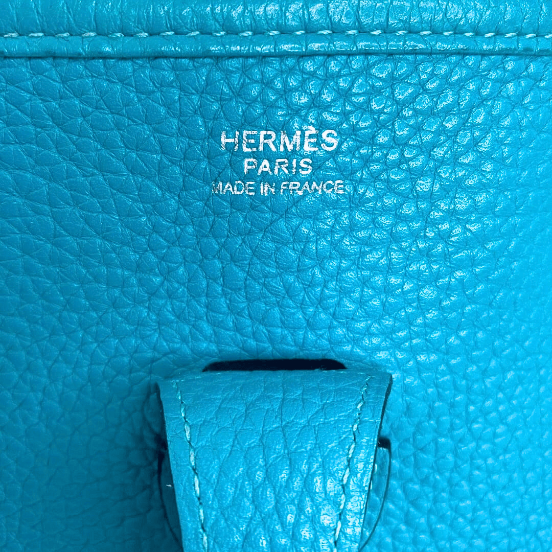 Hermes Bleu Izmir Clemece Leather Evelyne PM lll