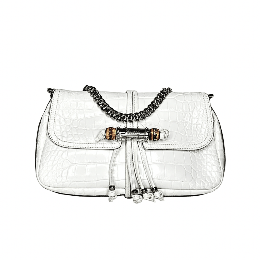 Gucci Croc Embossed Bamboo Croisette Bag