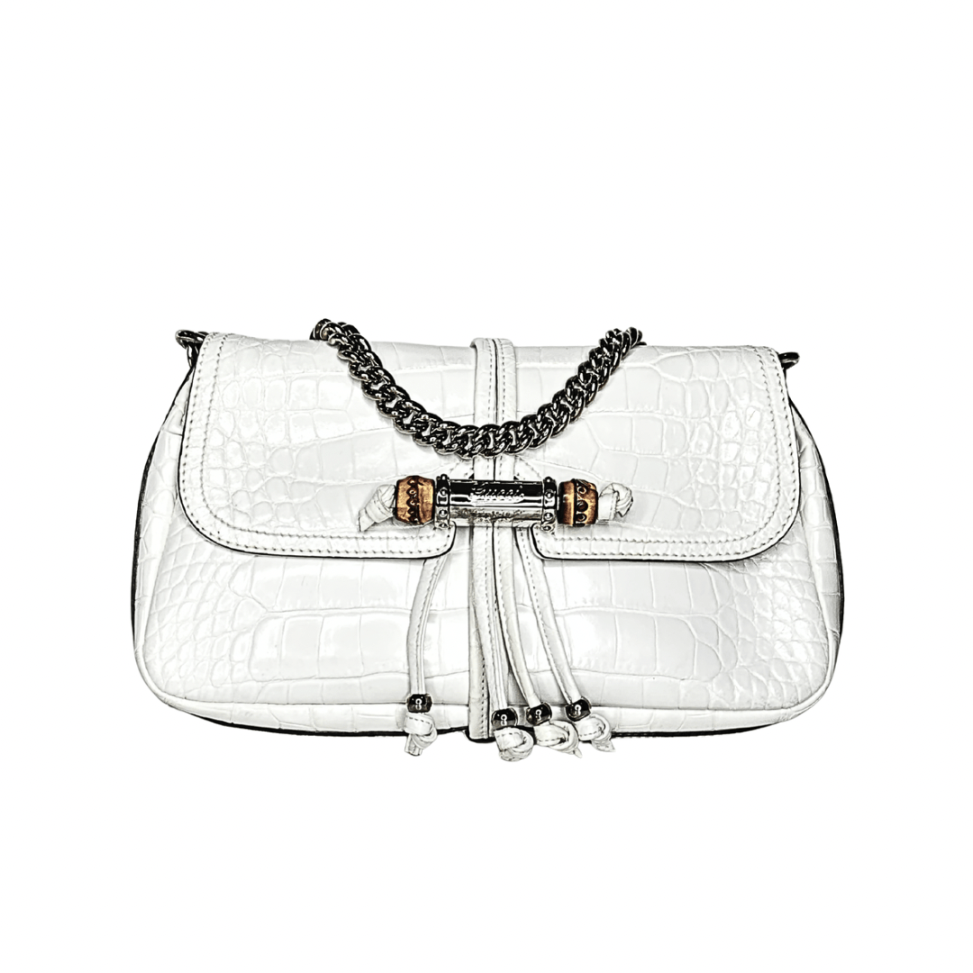 Gucci Croc Embossed Bamboo Croisette Bag
