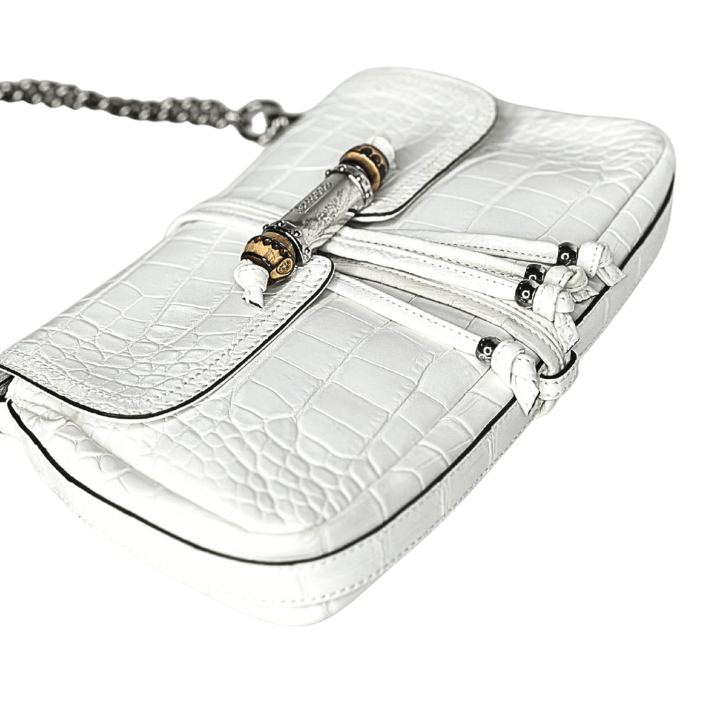 Gucci Croc Embossed Bamboo Croisette Bag