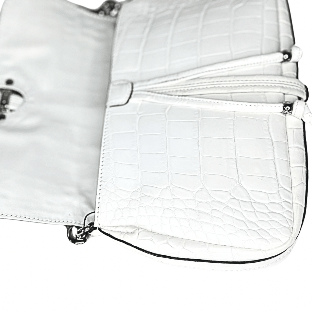 Gucci Croc Embossed Bamboo Croisette Bag