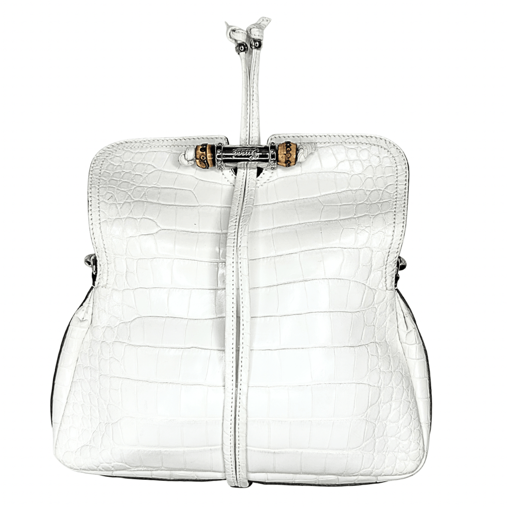 Gucci Croc Embossed Bamboo Croisette Bag