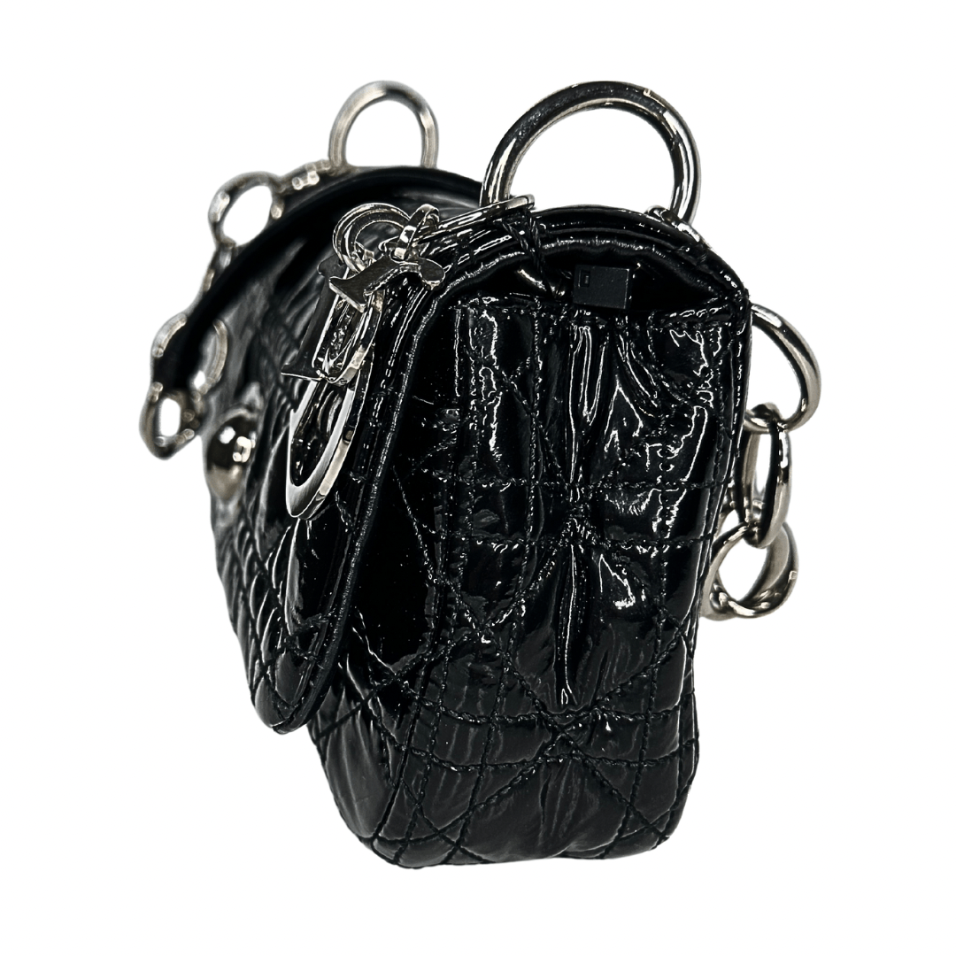 Christian Dior Patent Leather Vintage Cannage Rendezvous Bag