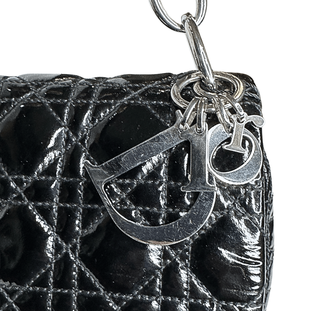 Christian Dior Patent Leather Vintage Cannage Rendezvous Bag