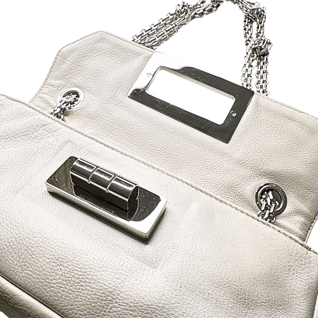 Chanel White Calfskin Mademoiselle Lock Bijoux Chain Flap