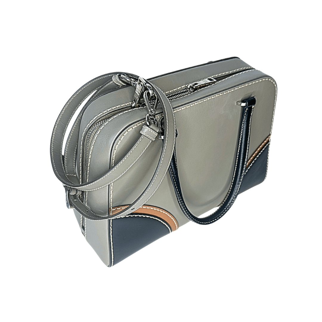 Prada Tricolor Vitello Leather Bauletto Satchel