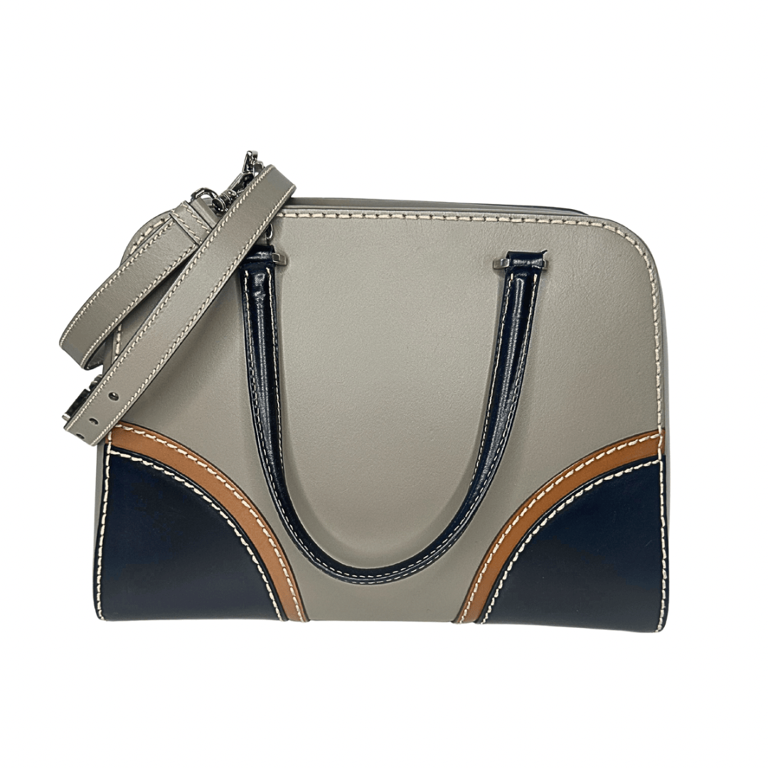 Prada Tricolor Vitello Leather Bauletto Satchel