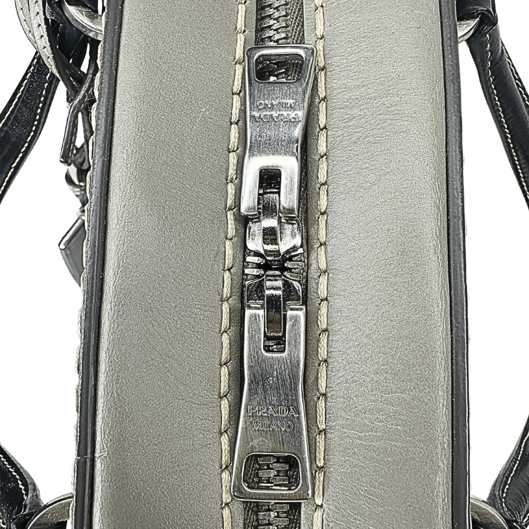 Prada Tricolor Vitello Leather Bauletto Satchel
