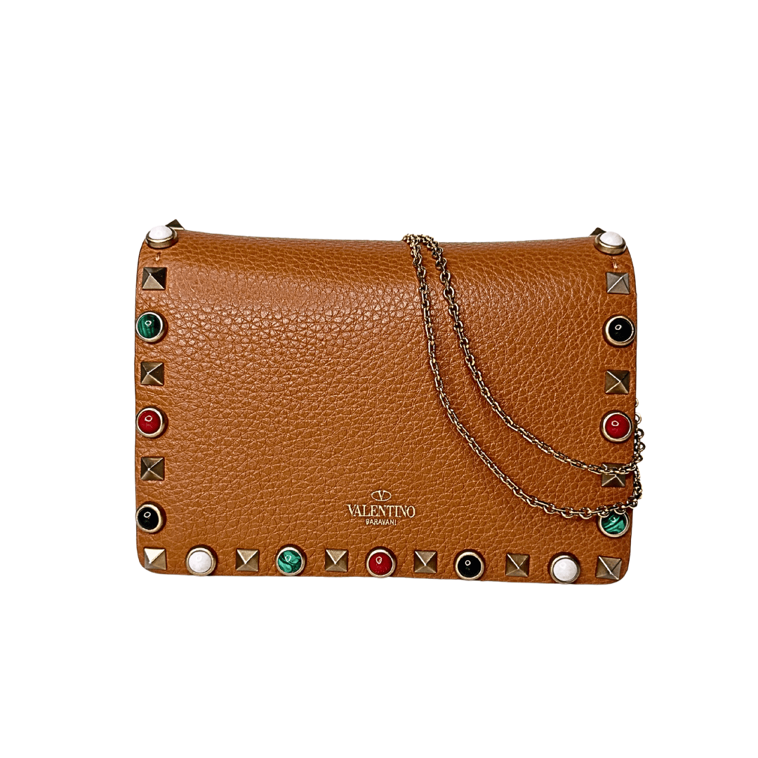 Valentino Grained Calfskin Rockstud Crossbody WOC