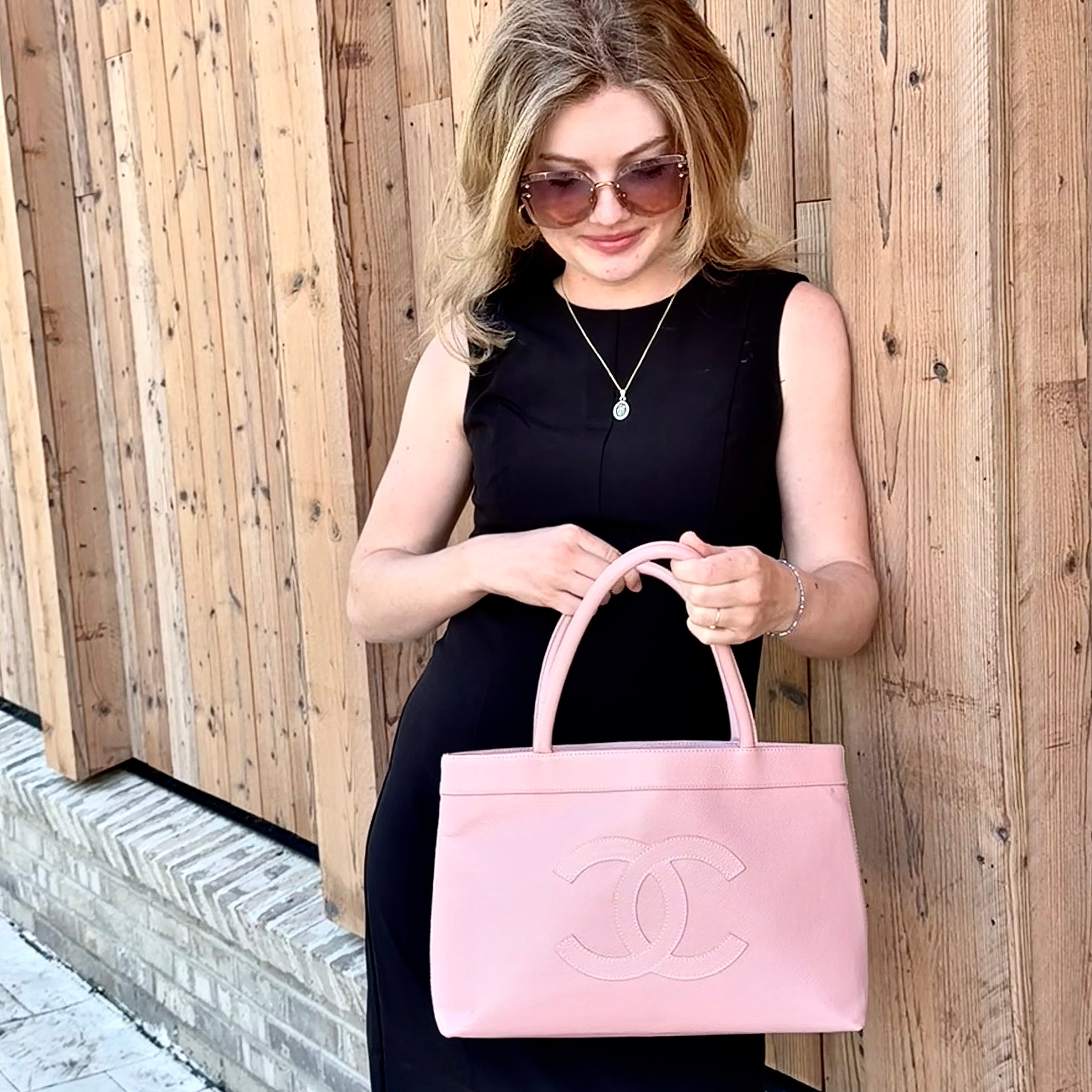 Chanel Vintage Caviar CC Shopper Tote