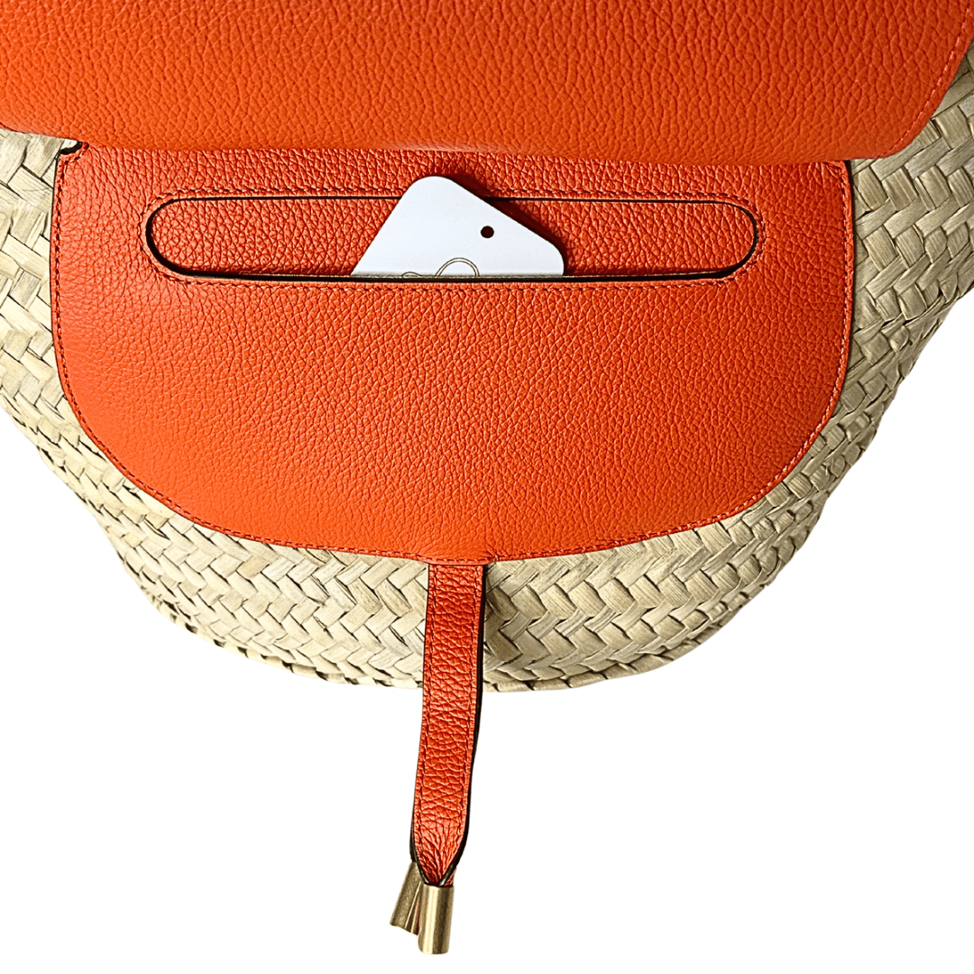 Chloe Medium Marcie Raffia Tote Orange