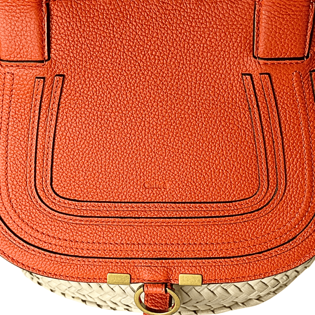 Chloe Medium Marcie Raffia Tote Orange