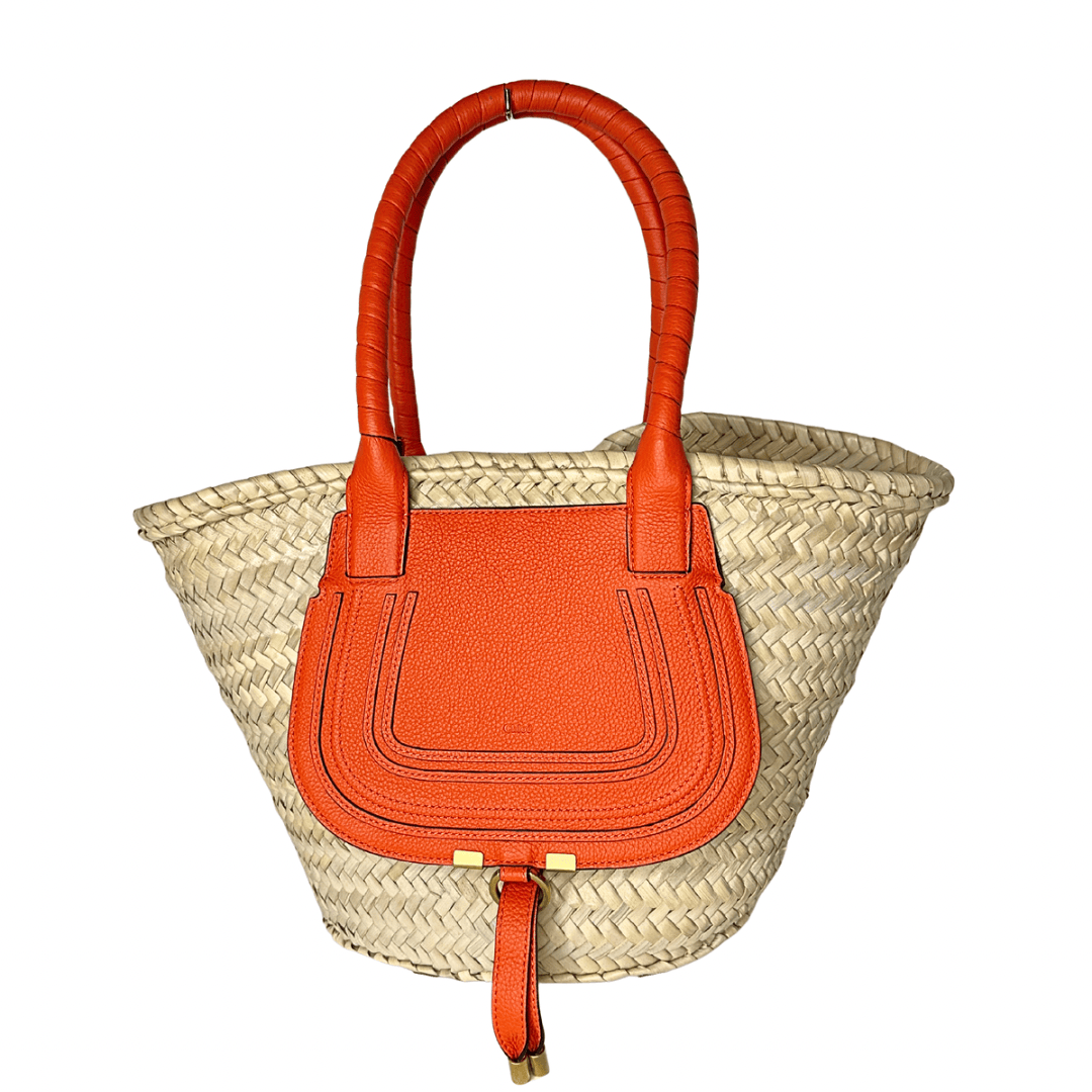 Chloe Medium Marcie Raffia Tote Orange
