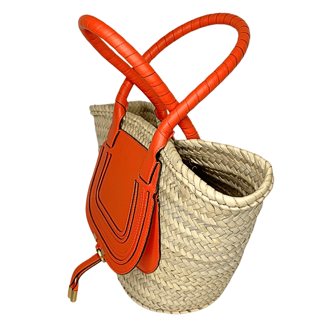 Chloe Medium Marcie Raffia Tote Orange
