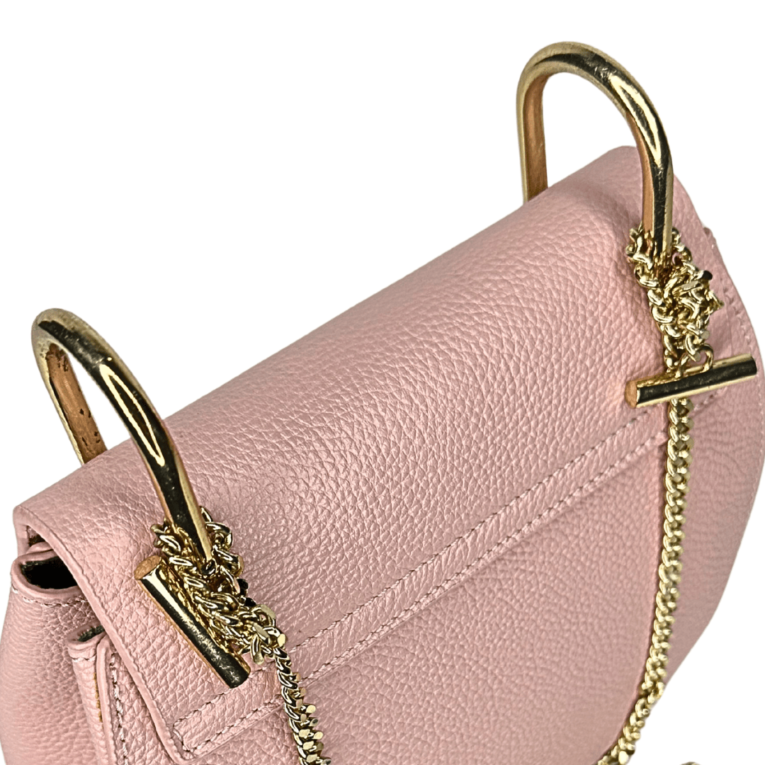 Chloe Leather Drew Crossbody Bag Pink
