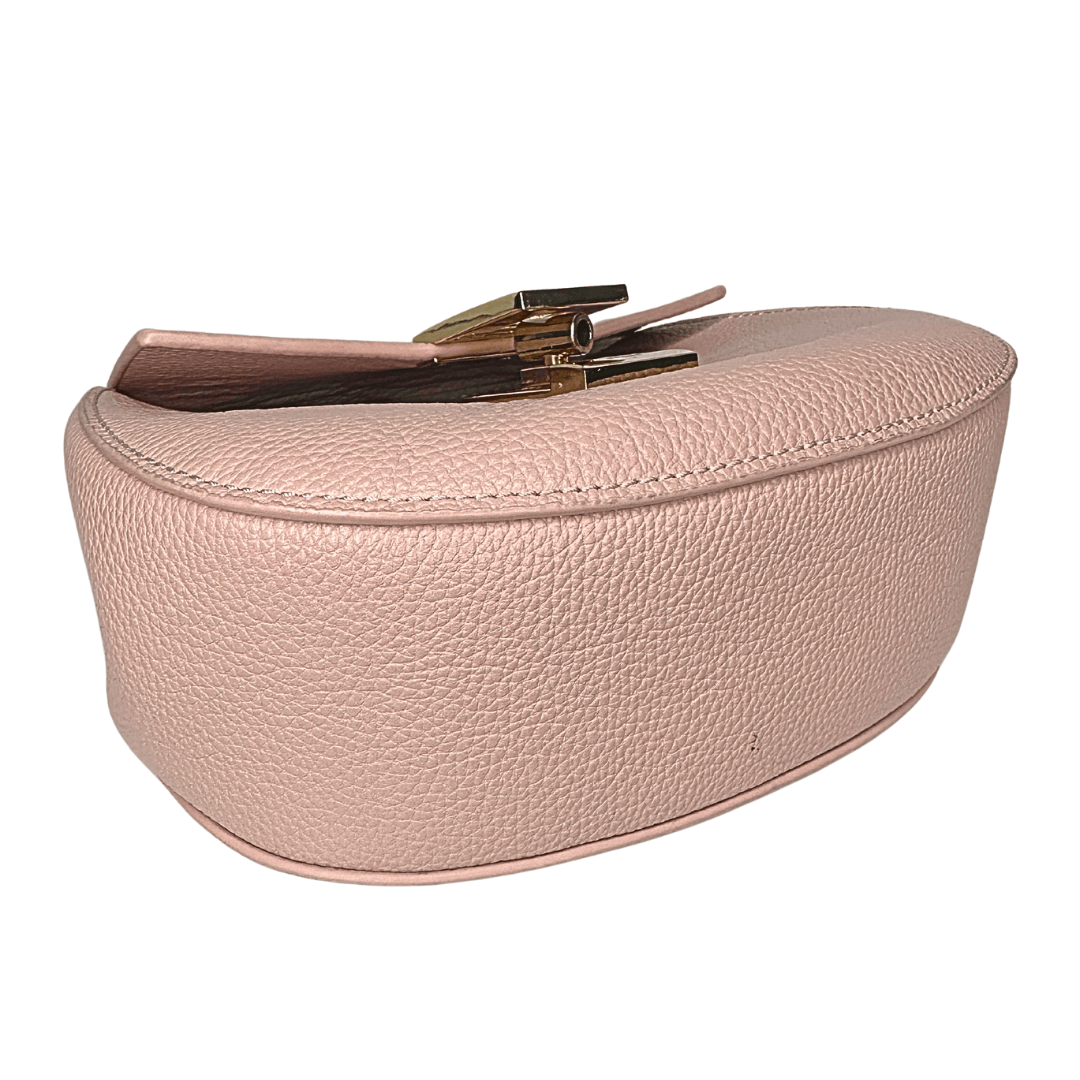 Chloe Leather Drew Crossbody Bag Pink