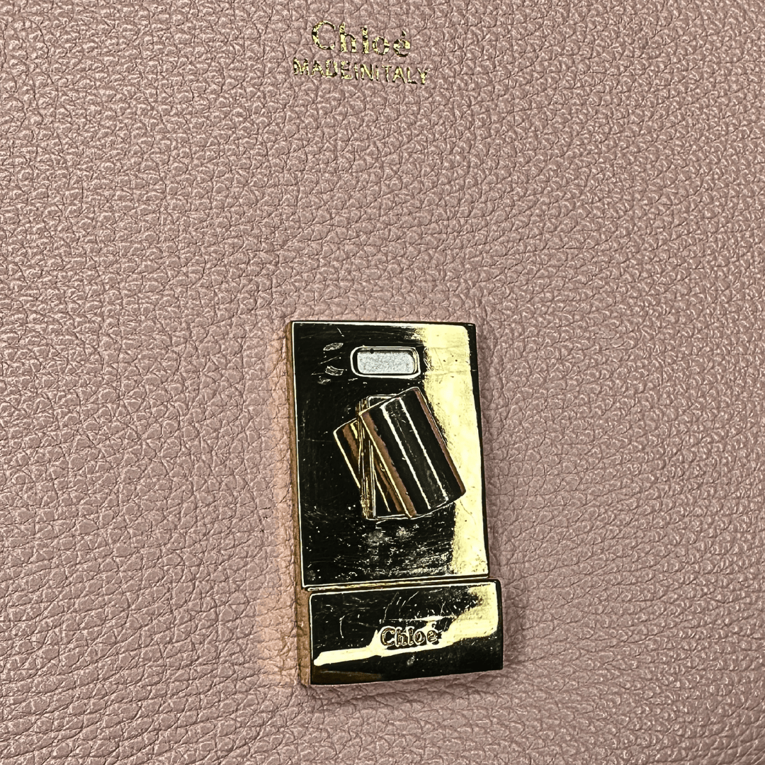 Chloe Leather Drew Crossbody Bag Pink